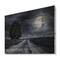 Designart - Paved Road Under A Full Moon - Nautical & Coastal Print on Natural Pine Wood